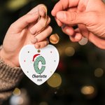 Ornement de Noël personnalisé en céramique avec initiale et nom Décoration d'arbre de Noël à suspendre pour la famille et les enfants