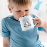 Tazza smaltata da 355ml personalizzata con iniziale nome e design del coniglietto pasquale regalo di Pasqua per bambini