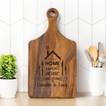 Gepersonaliseerde Sweet Home Houten Bamboe Omkeerbare Kaas Charcuterie Snijplank met Grip en Naam Housewarming Huwelijksgeschenk voor Familie Koppel