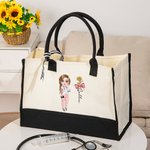 Personalisierte Geburtsblume Schleife Cartoon-Charakter Tragetasche Tote Bag Geburtstag Krankenschwester Woche Geschenk für medizinisches Personal