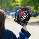 Personalized Floral Strong Girl Grad Cap Topper with Name Class of 2025 Self Encouragement Graduation Gift for Graduates