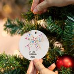 Ornement personnalisé en céramique avec nom et photo 2025 Décoration de l'arbre de Noël Cadeau de Noël pour la famille et les amis