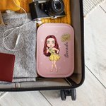 Personalized Prom Queen Birth Flower Name PU Leather Jewellery Box with LED Makeup Mirror Travel Accessory Birthday Anniversary Party Gift for Women