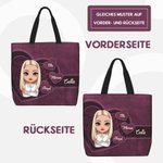 Personalisierte Retro Herz Cartoon Charakter Große Tragetasche mit 1-8 Namen Geburtstag Muttertag Geschenk für Damen