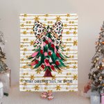 Couverture de Noël personnalisée avec 2-10 noms et nœud Coquette en fausse paillettes Cadeau de Noël pour la famille