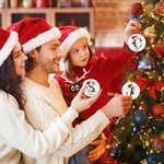 Personalizada de Navidad Santa Hat Bell Inicial Ornamento de cerámica redonda con el nombre del año del árbol de Navidad Decoración Fiesta de Regalo para la Familia Amigos