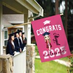 Personalizado Congrats You Did It Grad Hat Cartoon Character Garden Flag with Name Family Party Decor Regalo de graduación para la clase de 2025 graduados