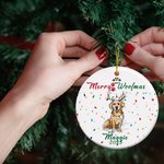 Ornamento natalizio personalizzato per cani in stile Merry Woofmas disegnato a mano con nome e cordino Regalo di Natale per gli amanti degli animali domestici