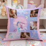 Taie d'oreiller personnalisée en forme de sirène 4 photos carrées avec nom Décoration d'intérieur Cadeau d'anniversaire pour fille