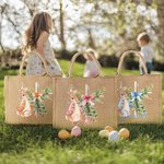 Personalisierte Osterhase Bogen Kreuz wiederverwendbare Jute Tasche mit Namen Tote Bag Ostern Party Geschenk für Jungen Mädchen