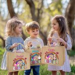 Personalisierte Osterei Regenbogen Cartoon Charakter wiederverwendbare Jute Tasche mit Namen Tote Bag Ostern Party Geschenk für Kinder