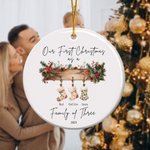 Personalised Our First Christmas Stocking Element Ornament with 1-6 Names Christmas Tree Decor Christmas Gift for Family Friend