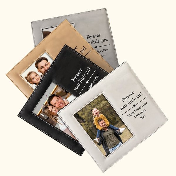 Personalisierte Leder Fotorahmen mit Text und Folding Stand Vatertag Geschenk für Papa Opa