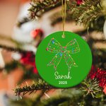 Ornement personnalisé en céramique avec nom et photo 2025 Décoration de l'arbre de Noël Cadeau de Noël pour la famille et les amis