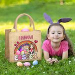 Personalisierte Osterei Regenbogen Cartoon Charakter wiederverwendbare Jute Tasche mit Namen Tote Bag Ostern Party Geschenk für Kinder
