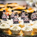 Cara personalizada Foto Graduación Cupcake Toppers Juego de 12 Graduación Decoración de la fiesta Regalo para la clase de 2025 Graduados