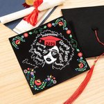 Personalized Floral Strong Girl Grad Cap Topper with Name Class of 2025 Self Encouragement Graduation Gift for Graduates