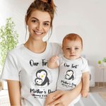 Personalizzato Cute Penguin Our First Mother's Day Camicia abbinata mamma e bambino con nomi Regalo per la festa della mamma per la nuova mamma bambino