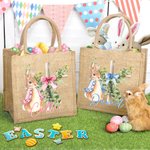 Personalisierte Osterhase Bogen Kreuz wiederverwendbare Jute Tasche mit Namen Tote Bag Ostern Party Geschenk für Jungen Mädchen