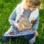 Personalized Cute Easter Bunny Cross Burlap Drawstring Gift Bag with Name Easter Hunting Party Gift for Boys Girls