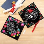 Personalized Floral Strong Girl Grad Cap Topper with Name Class of 2025 Self Encouragement Graduation Gift for Graduates