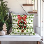 Personalized Glitter Bow Christmas Tree Throw Pillow Cover with Name and Text Home Decor Birthday Christmas Gift for Family Kids