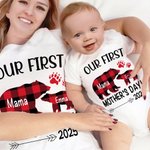 T-shirt Onesie de Bébé 100% Coton Personnalisé avec Nom Ensemble Assorti Cadeau de Fête des Mères pour Nouveau-né et Nouvelle Maman