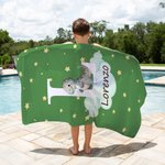Asciugamano da spiaggia multicolore oversize personalizzato con animali iniziale e nome ad asciugatura rapida regalo di compleanno per bambini