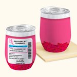 Henkilökohtainen vaaleanpunainen krapula Recovery Kit 12oz Wine Tumbler RX Pill Design Syntymäpäivä Bachelorette Party Favor tyttö nainen