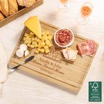 Personalized Engraved Name Heart House Map FSC Bamboo Charcuterie Cutting Board with Juice Groove Wedding Housewarming Gift for Couple Family