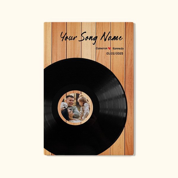 Personalisierte Vinyl-Schallplatte rahmenlose Malerei mit Namen und Foto Jahrestag Muttertag Vatertag Geschenk für Familie Paar