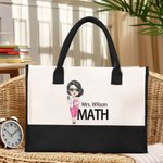 Bolsa de tela grande personalizada con nombre y tema Día del profesor Regalo de vuelta al cole para el profesor