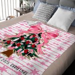 Couverture de Noël personnalisée avec 2-10 noms et nœud Coquette en fausse paillettes Cadeau de Noël pour la famille