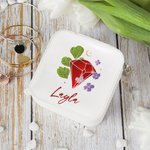 Personalisierte Birthstone Square Jewelry Box mit Namen Travel Essentials Geburtstag Hochzeit Geschenk für Mädchen Frauen