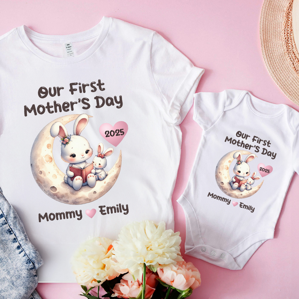 T-shirt assorti avec nom Cadeau de fête des mères pour nouveau-né Nouvelle maman
