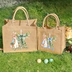 Personalisierte Osterhase Bogen Kreuz wiederverwendbare Jute Tasche mit Namen Tote Bag Ostern Party Geschenk für Jungen Mädchen