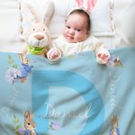 Personalisierte Niedliche Hase Weiche Decke mit Namen und Initiale Haus Deko Ostern Geburtstag Geschenk für Jungen Mädchen