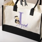 Personalized Classic Winnie the Pooh Large Canvas Tote Bag with Name and Initial Birthday Graduation Gift for Graduates