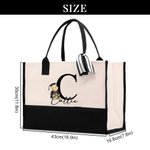 Personalized Classic Winnie the Pooh Large Canvas Tote Bag with Name and Initial Birthday Graduation Gift for Graduates