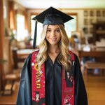 Personlig fotokollage flerfärgad blomma Graduation Stole med text Klass av 2025 Graduation Gift för Graduates