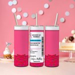 Personlig baksmälla kit receptflaska 20oz Skinny Tumbler Bachelorette med namn text Party Födelsedagsfest Present för tjejer