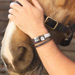 Personalized Western Horse-themed Double Wrap Leather Bracelet with Name Disc Equestrian Birthday Gift for Horse Lover Owner
