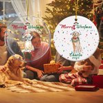 Ornamento natalizio personalizzato per cani in stile Merry Woofmas disegnato a mano con nome e cordino Regalo di Natale per gli amanti degli animali domestici