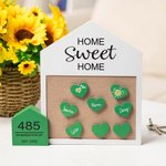 Tableau en Feutre et Bois Personnalisé avec Nom Décoration avec 8 Coeurs et 2 Stylos de Couleur Cadeau de Déménagement de Mariage pour Famille