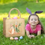 Personalisierte Osterhase Bogen Kreuz wiederverwendbare Jute Tasche mit Namen Tote Bag Ostern Party Geschenk für Jungen Mädchen