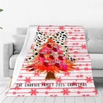 Couverture de Noël personnalisée avec 2-10 noms et nœud Coquette en fausse paillettes Cadeau de Noël pour la famille