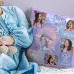 Taie d'oreiller personnalisée en forme de sirène 4 photos carrées avec nom Décoration d'intérieur Cadeau d'anniversaire pour fille
