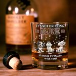 Personalizzato Carino 3D Cartoon 1-3 Cani Gatti 10 oz Whiskey Vetro Sottobicchiere in ardesia con nome Regalo di compleanno per gli amanti degli animali bevitori