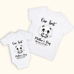 T-shirt 100% coton et Onesie bébé assortis avec motif de panda Cadeau de fête des mères pour nouveau-né et nouvelle maman