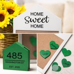 Tableau en Feutre et Bois Personnalisé avec Nom Décoration avec 8 Coeurs et 2 Stylos de Couleur Cadeau de Déménagement de Mariage pour Famille